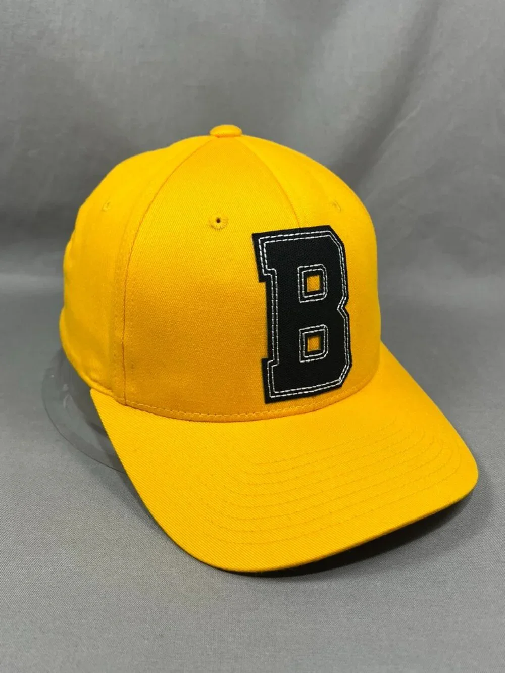 Boston Bruins Yupoong Flexfit S/M Hat Yellow Gold Stretch Hockey Retro B Mens